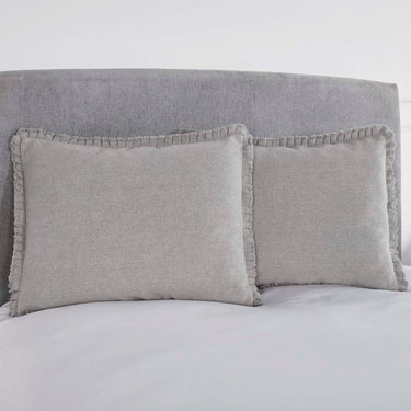Burlap Dove Grey Standard Sham w/ Fringed Ruffle 21x27 VHC Brands - The Fox Decor